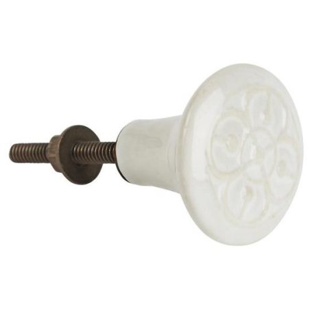 Biela keramická knopka s ornamentom