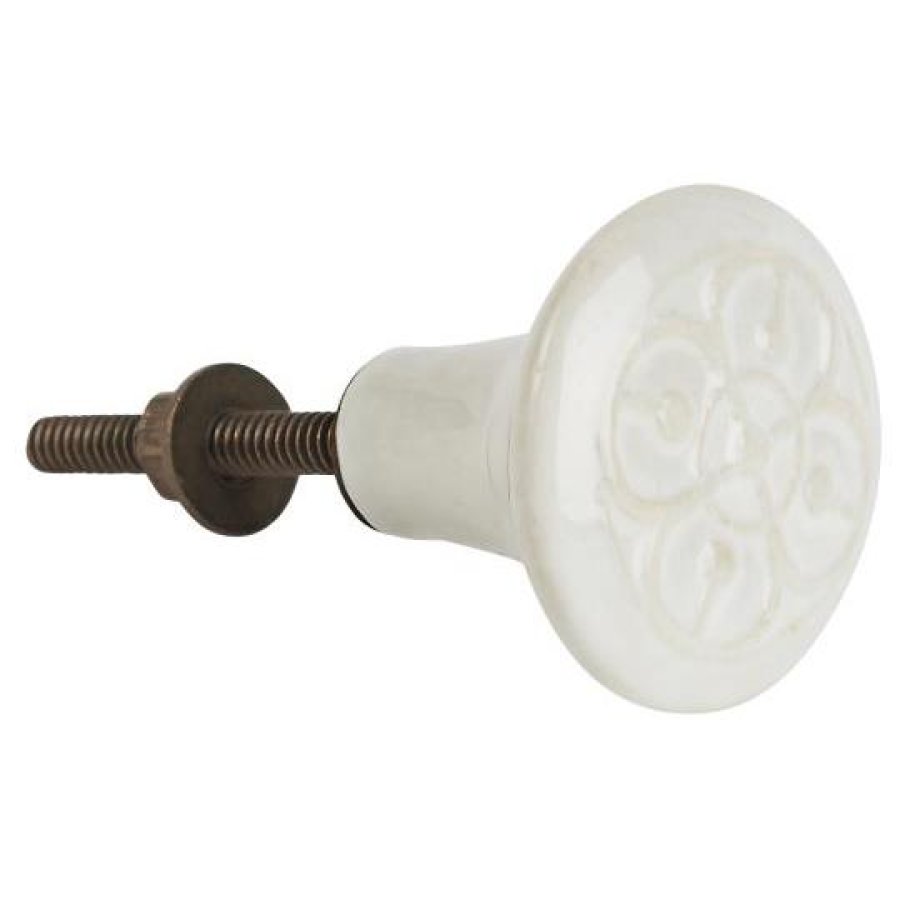 Biela keramická knopka s ornamentom