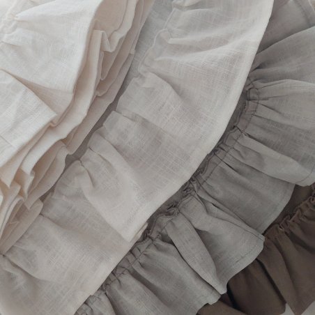 Ľanový obrus Old White s volánom 235*140 cm