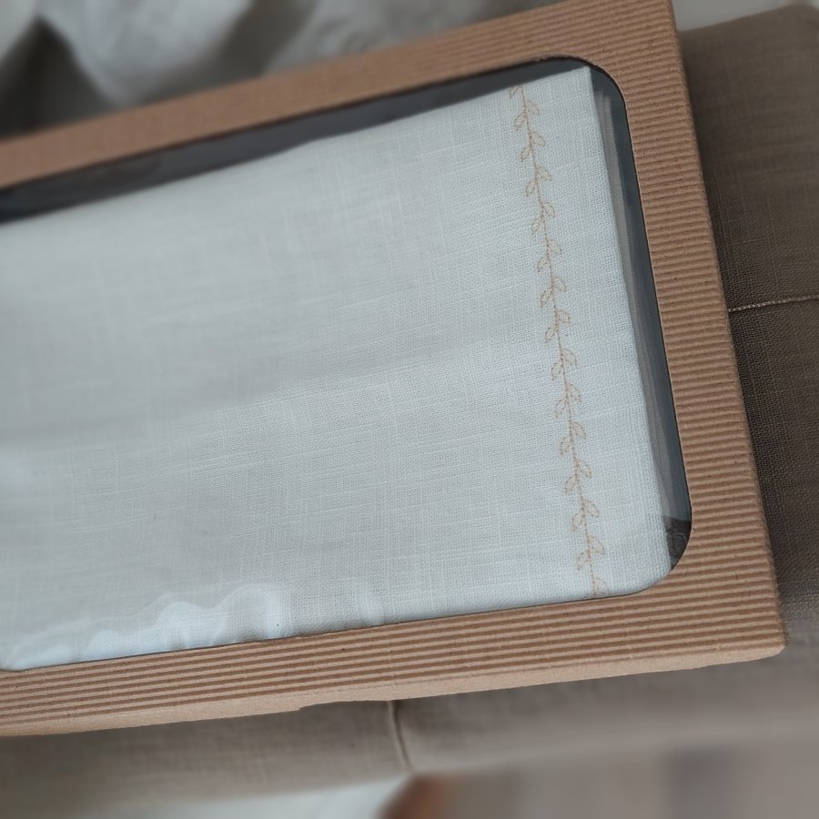 Ľanový obrus /štóla maslová / butter creme /160*45 cm
