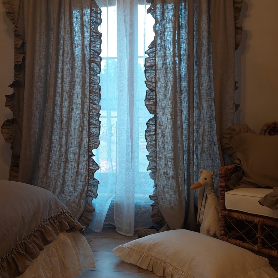 Ľanové závesy ľanová hnedá /Old Linen set 2 kusy