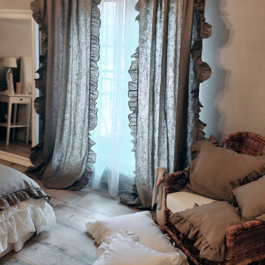 Ľanové závesy ľanová hnedá /Old Linen set 2 kusy