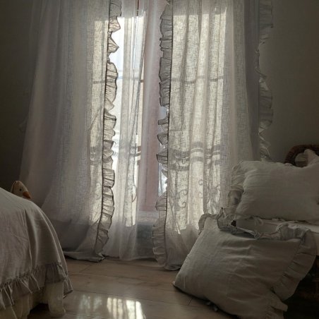 Ľanové závesy svetlá sivá/light grey set 2 kusy