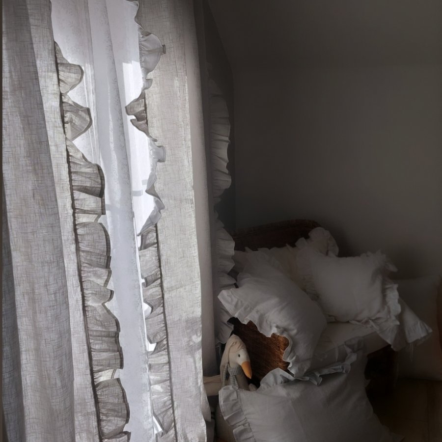 Ľanové závesy svetlá sivá/light grey set 2 kusy