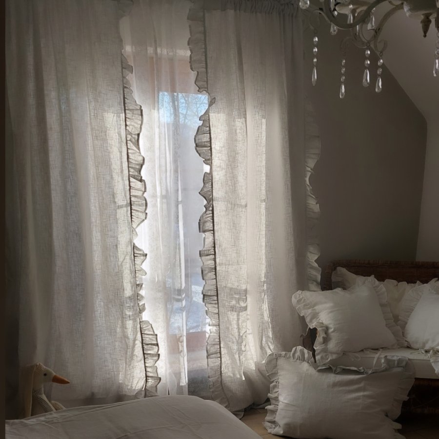 Ľanové závesy svetlá sivá/light grey set 2 kusy