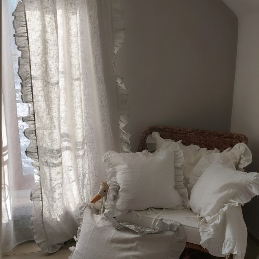 Ľanové závesy svetlá sivá/light grey set 2 kusy