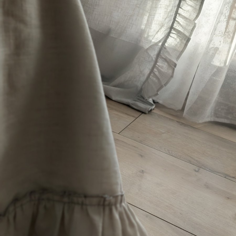 Ľanové závesy svetlá sivá/light grey set 2 kusy