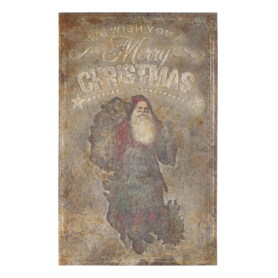 Vintage kovový obraz Merry Christmas