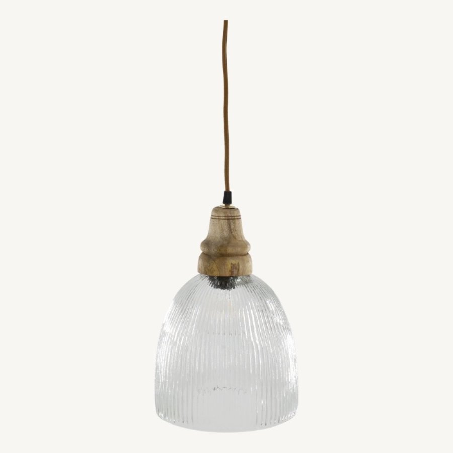 Sklenená lampa s drevom 33cm