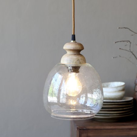 Sklenená lampa s drevom 25cm