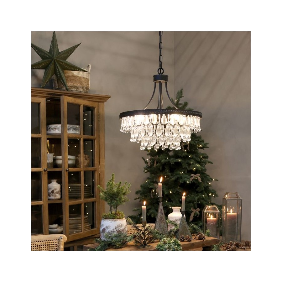 Luster Versailles so sklenenými štrasmi v tvare kvapky
