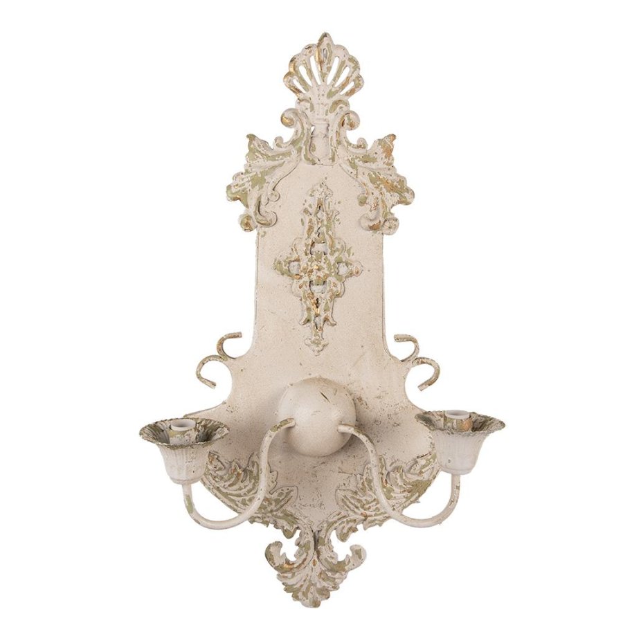 Antciká nástenná kovová béžová lampa