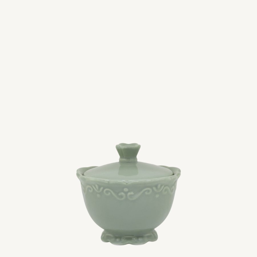 Provence Sugar Bowl – Porcelánová cukornička v šalviovo-zelenej farbe