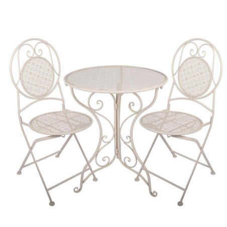 Biely kovový bistro set 1+2