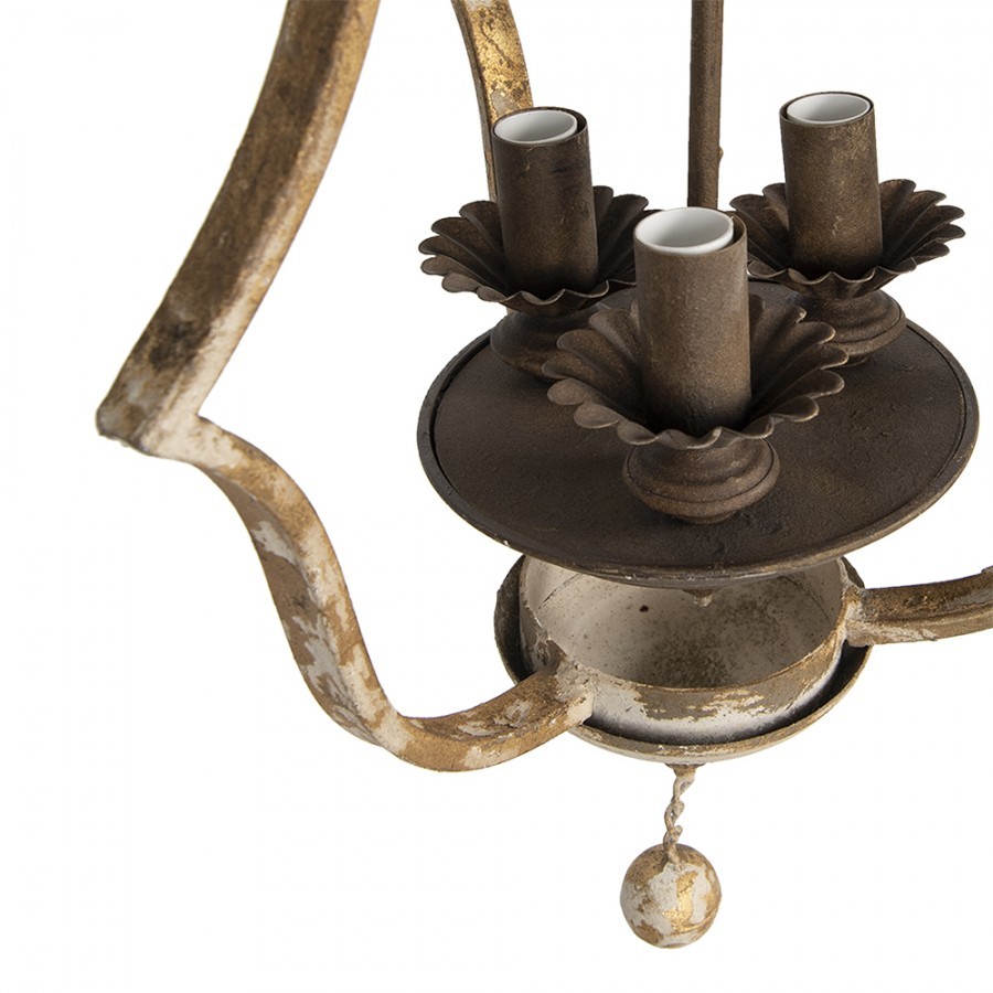 Závesná vintage lampa hnedá vintage 3-ramenná | Clayre & Eef