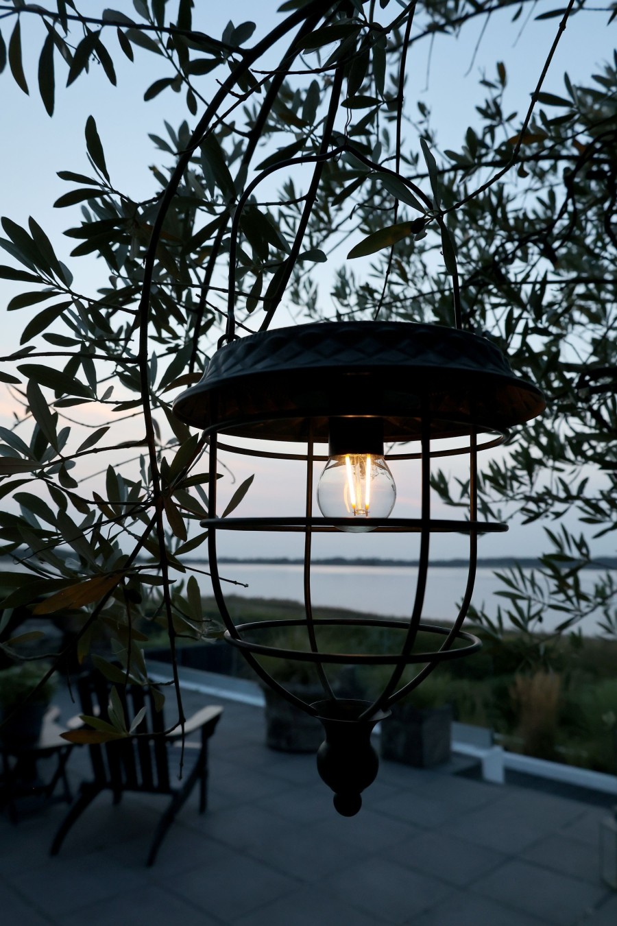 Závesný solárny lampáš H26cm starožitný zinok | Palast.sk