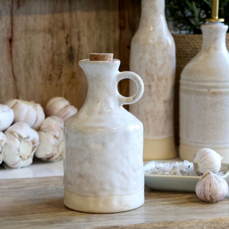 Kameninový džbánik s korkovou zátkou 300 ml 15,5 cm – Smotanový
