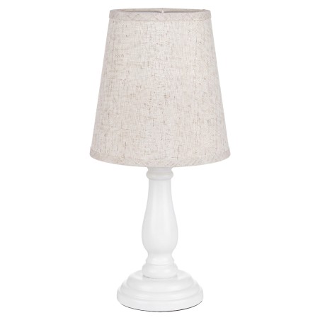 Biela stolová lampa s béžovým tienidlom