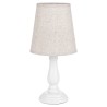 Biela stolová lampa s béžovým tienidlom