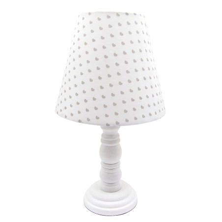 Romantická stolná lampa so srdiečkami a dreveným podstavcom