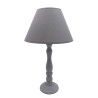 Šedá Vintage drevená stolná lampa s textilným tienidlom