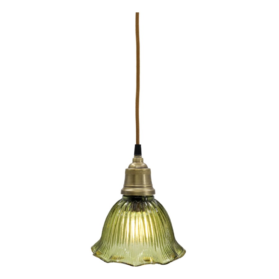 Olivová závesná lampa s mosadzným detailom