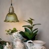 Olivová závesná lampa s mosadzným detailom