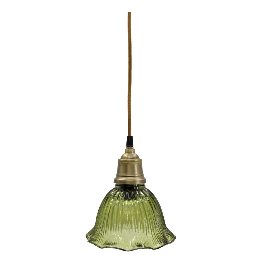 Olivová závesná lampa s mosadzným detailom