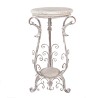Kovový stolík na rastliny s drevenou doskou – brocante