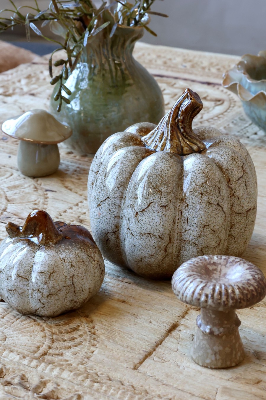 Keramická tekvica Pumpkin antique white | PALAST