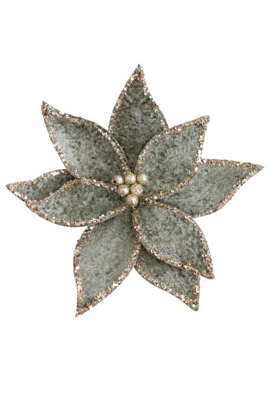 Sage Velvet vianočná ruža na štipci 28 cm