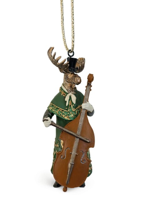 Elegantný los muzikant - vianočná ozdoba 12 cm