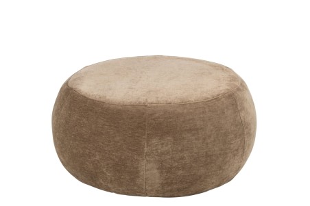 Okrúhly čalúnený taburet v sivohnedej farbe taupe