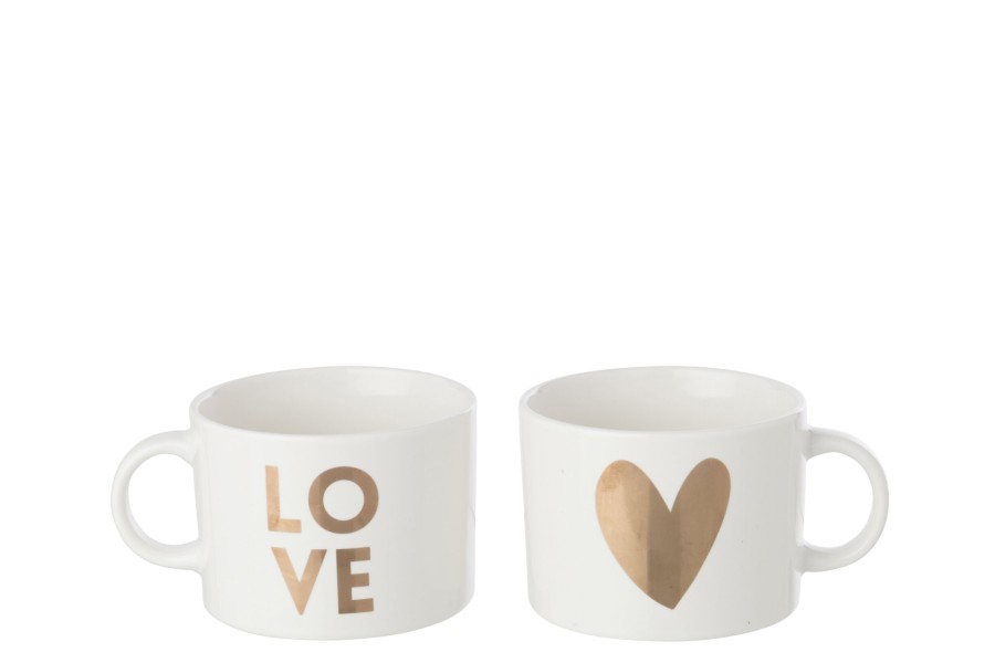 Bielo-zlatý hrnček Love s nápisom