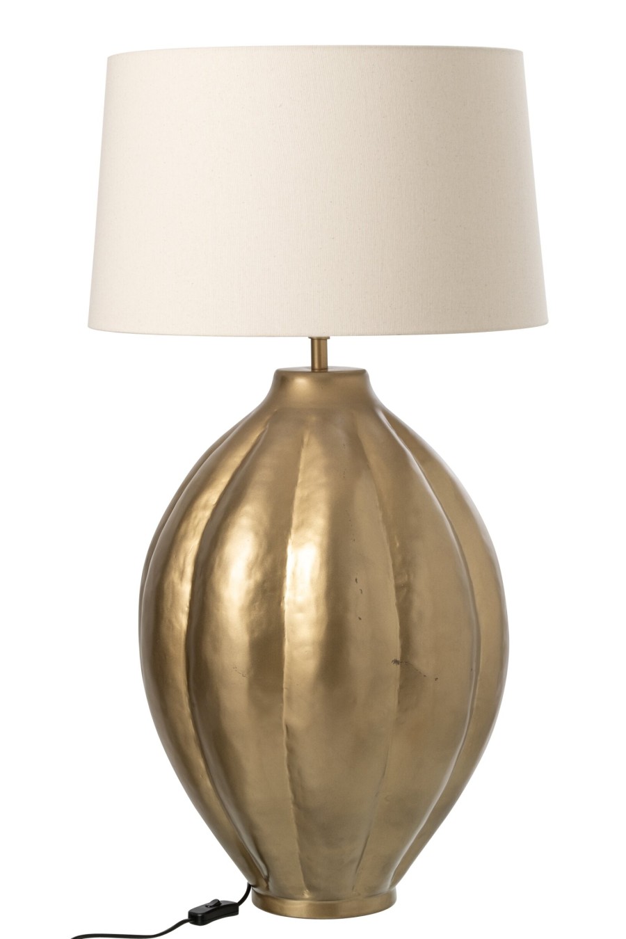 Zlatá stolová lampa z ryhovaného hliníka