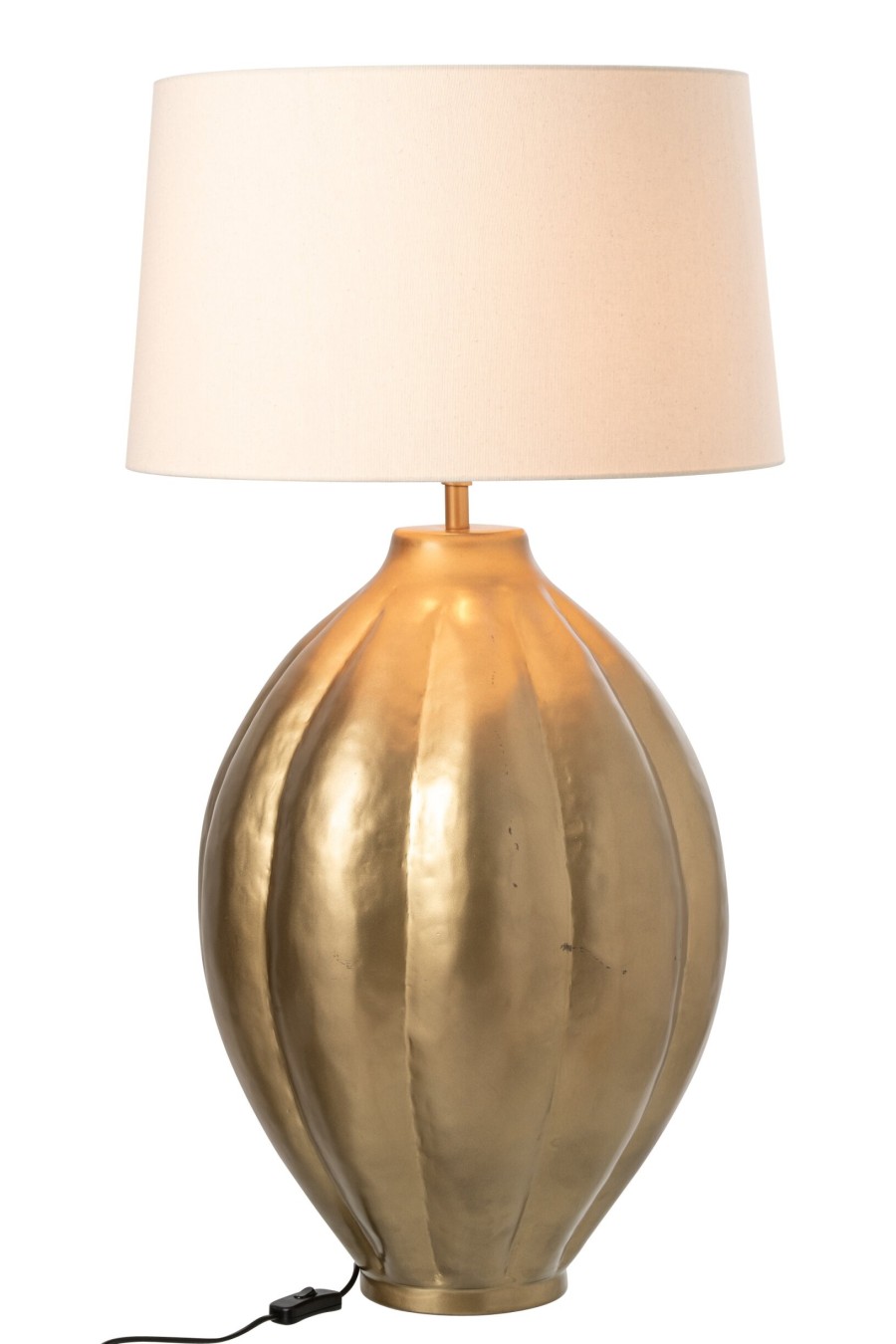 Zlatá stolová lampa z ryhovaného hliníka