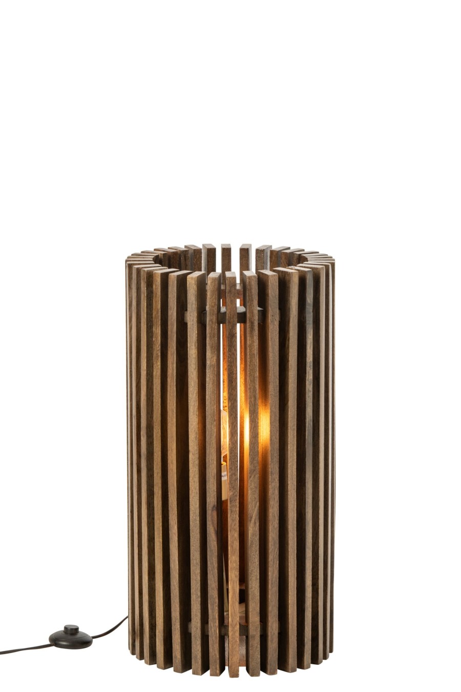 Stolová lampa z rebrovaného mangového dreva – hnedá