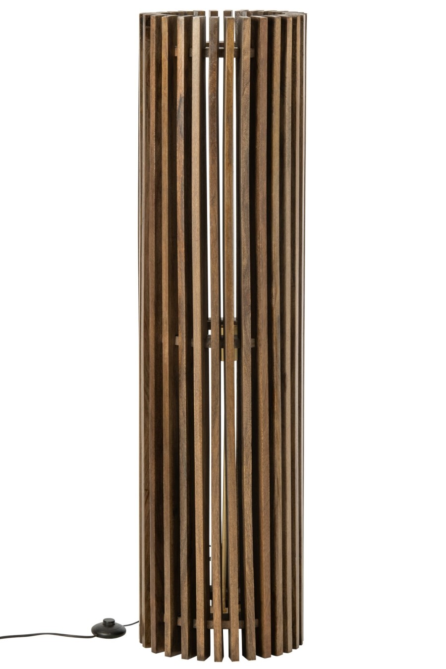 Stojacia lampa z rebrovaného mangového dreva, hnedá, veľká