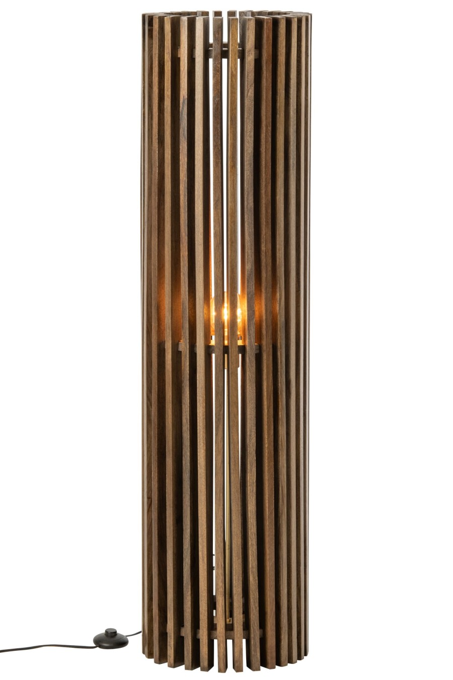 Stojacia lampa z rebrovaného mangového dreva, hnedá, veľká