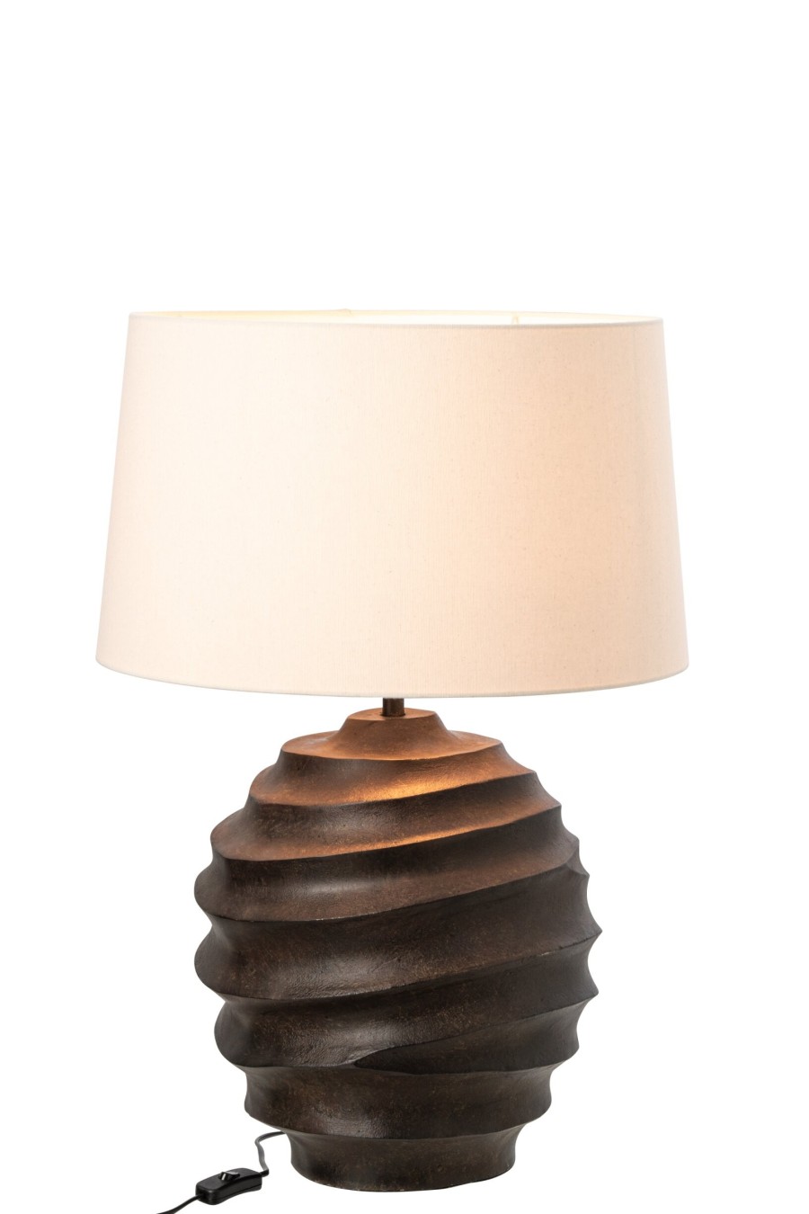 Hnedá stolová lampa z hliníka